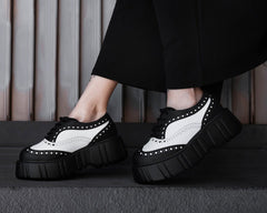 T.U.K. Shoes T2338 Black & White TUKskin™ Anarchic Airship Brogue