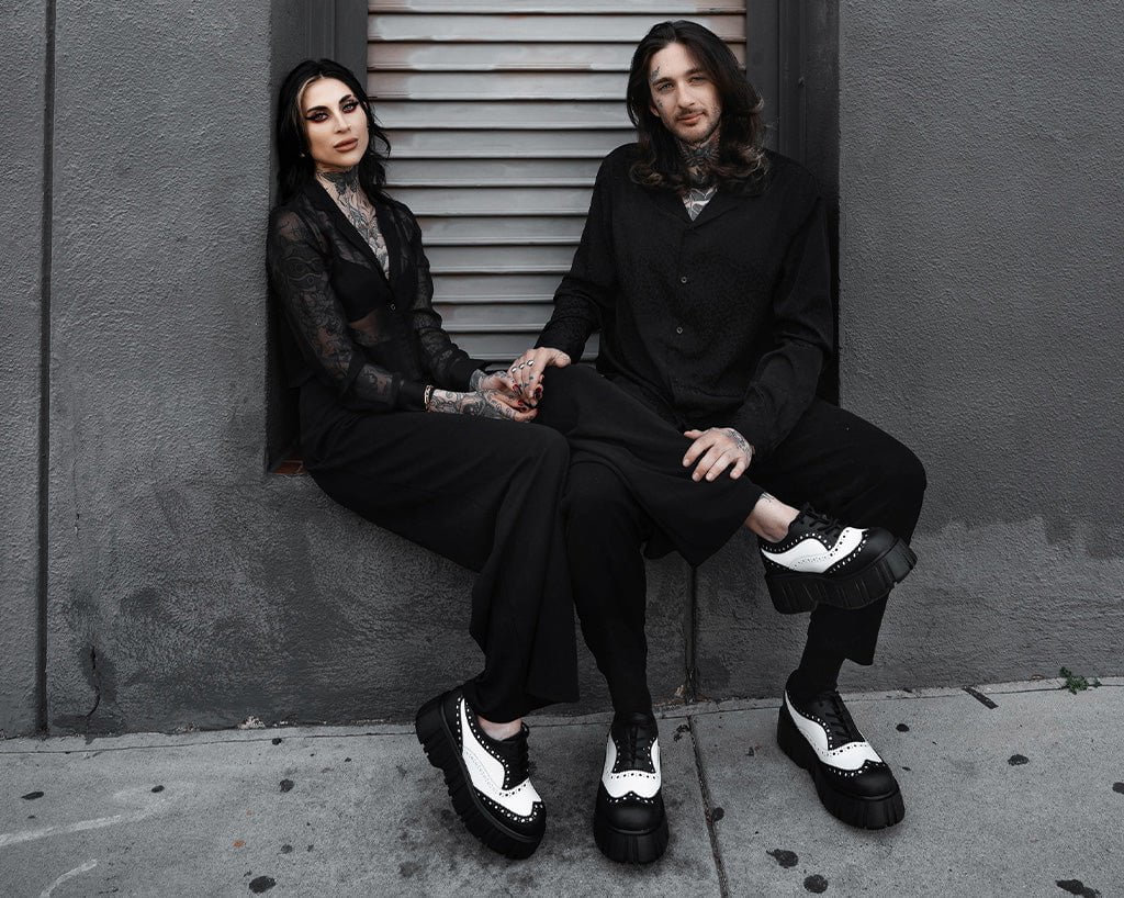 T.U.K. Shoes T2338 Black & White TUKskin™ Anarchic Airship Brogue