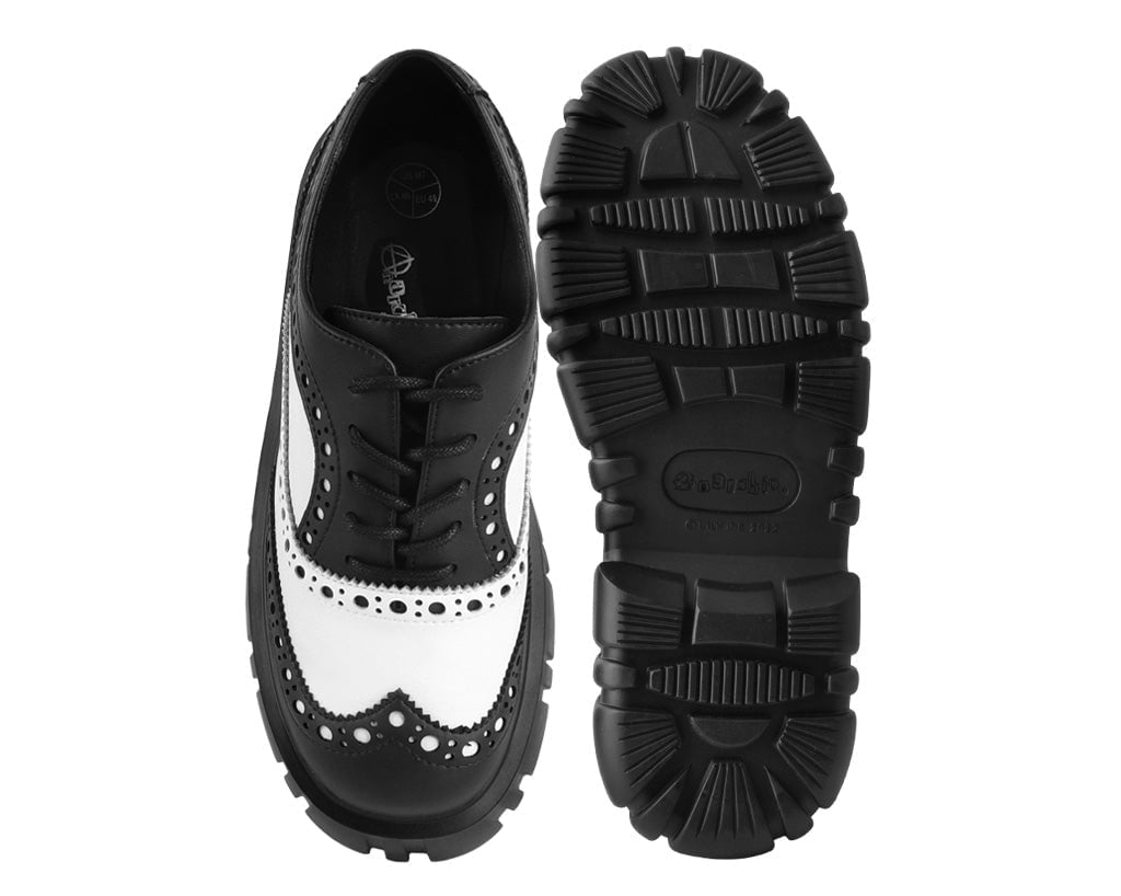 T.U.K. Shoes T2338 Black & White TUKskin™ Anarchic Airship Brogue