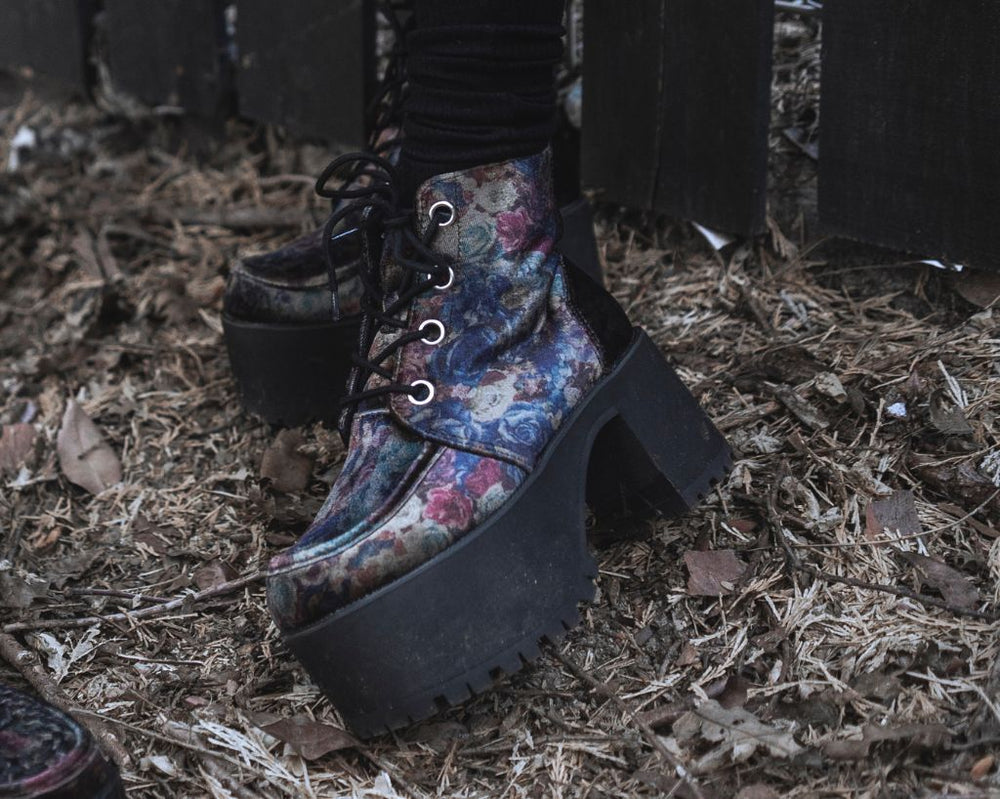 T.U.K. Shoes A3285L Floral Velvet Nosebleed Boot