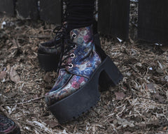 T.U.K. Shoes A3285L Floral Velvet Nosebleed Boot