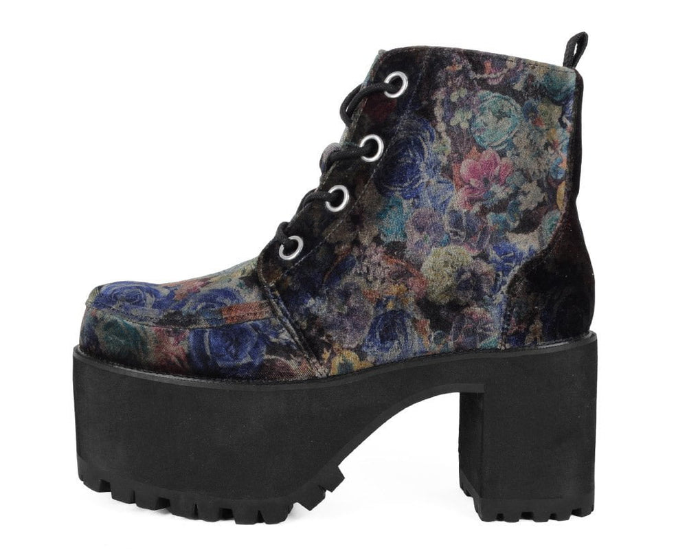T.U.K. Shoes A3285L Floral Velvet Nosebleed Boot