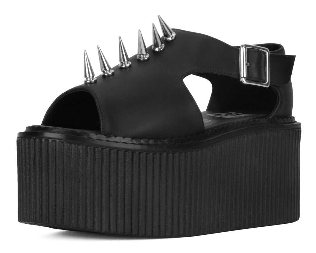 T.U.K. Shoes S3348 Black TUKskin Spike Strato Sandal