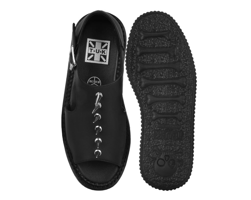 T.U.K. Shoes S3348 Black TUKskin Spike Strato Sandal