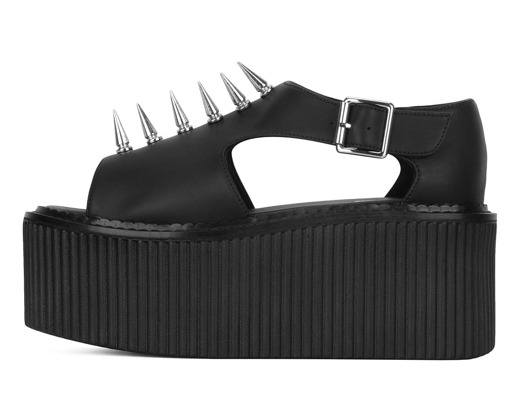 T.U.K. Shoes S3348 Black TUKskin Spike Strato Sandal