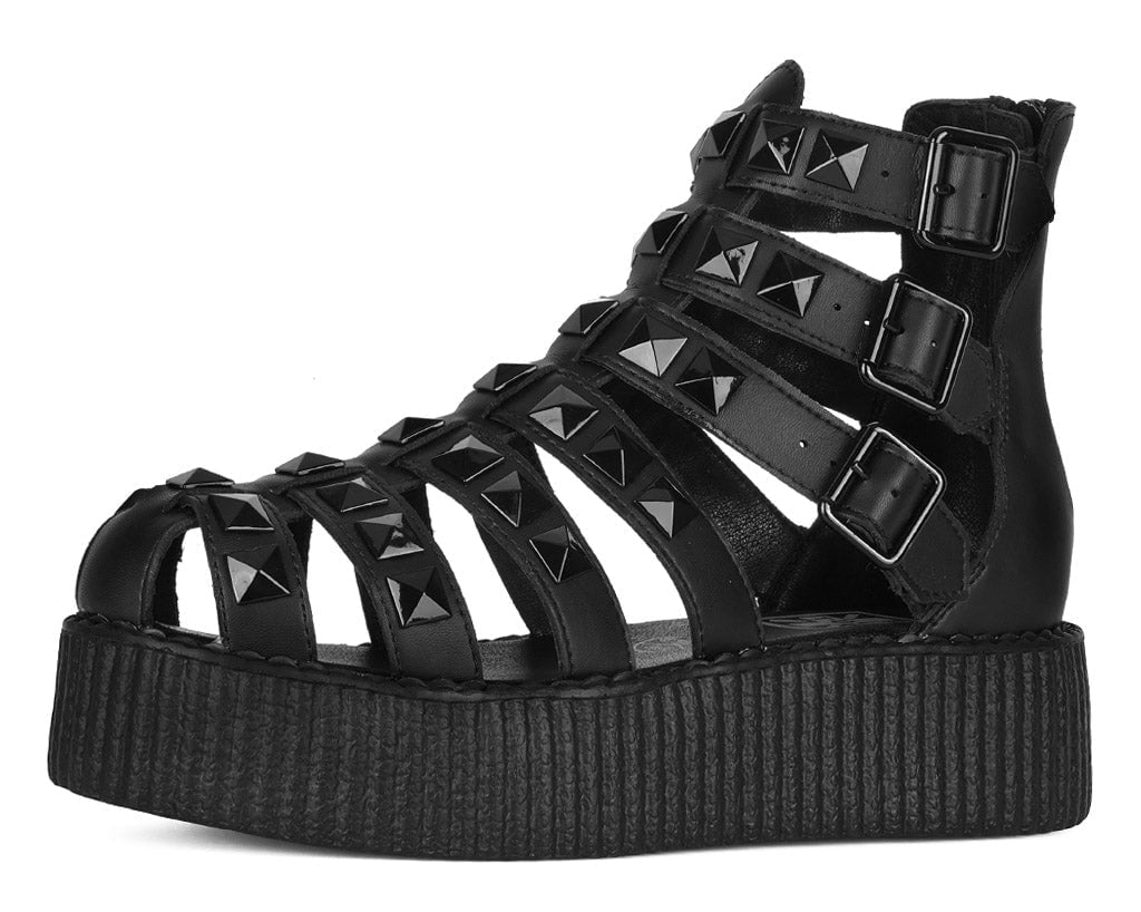 T.U.K. Shoes V3383L Black Studded Gladiator Viva Mondo Sandal