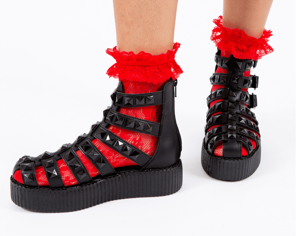 T.U.K. Shoes V3383L Black Studded Gladiator Viva Mondo Sandal