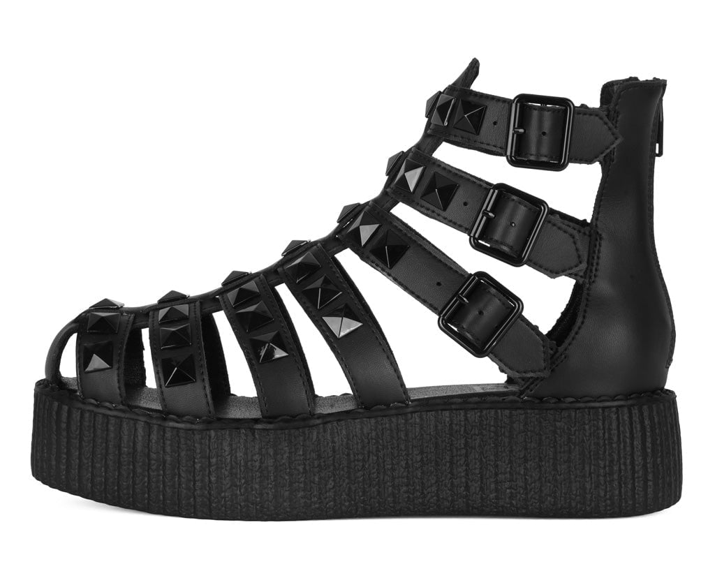 T.U.K. Shoes V3383L Black Studded Gladiator Viva Mondo Sandal