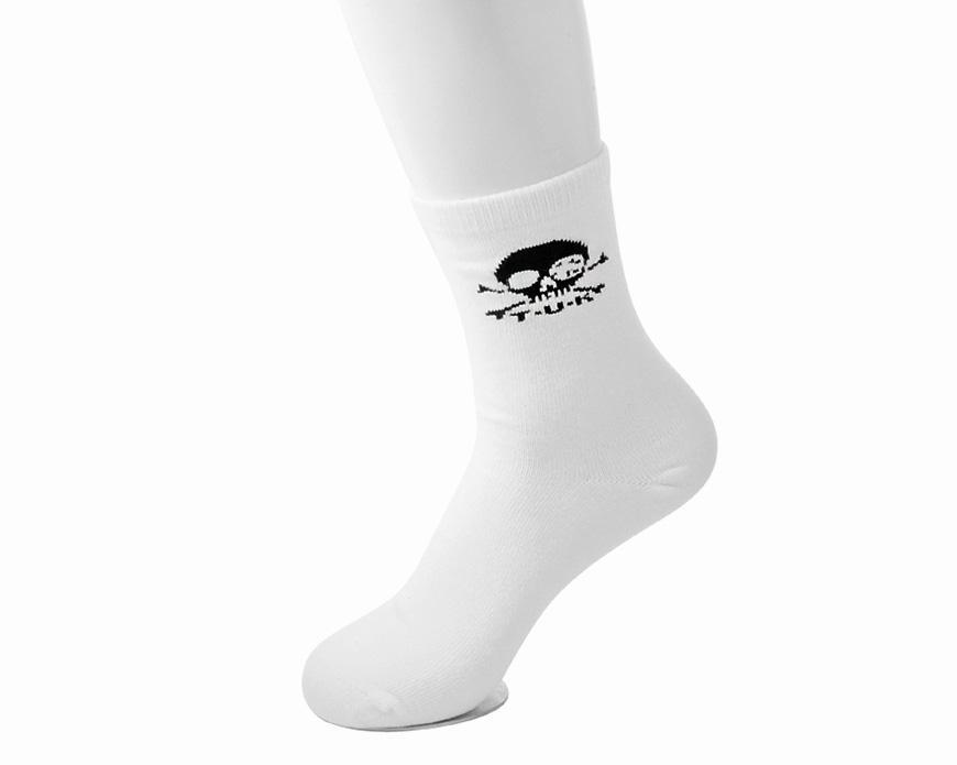 T.U.K. Shoes TSK1033 White T.U.K. Skull Logo Men’s Sock TSK1033-OS