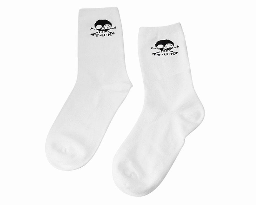 T.U.K. Shoes TSK1033 White T.U.K. Skull Logo Men’s Sock TSK1033-OS