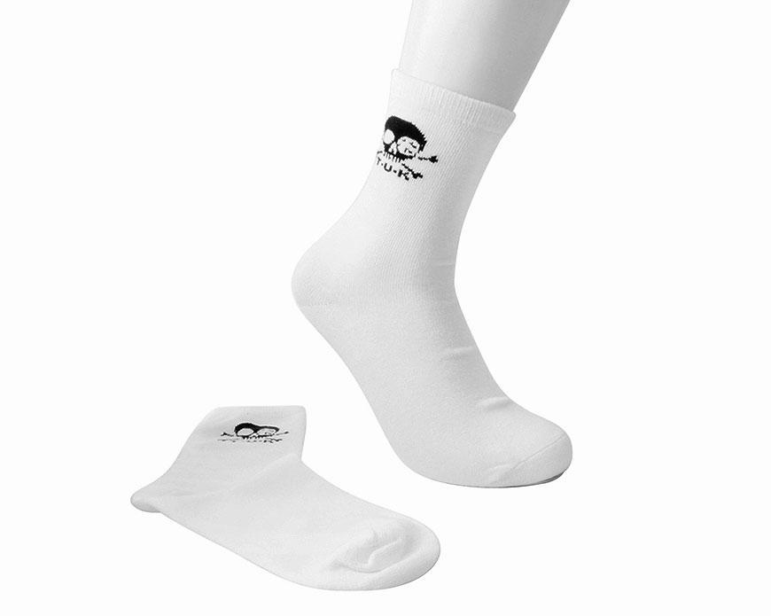 T.U.K. Shoes TSK1033 White T.U.K. Skull Logo Men’s Sock TSK1033-OS