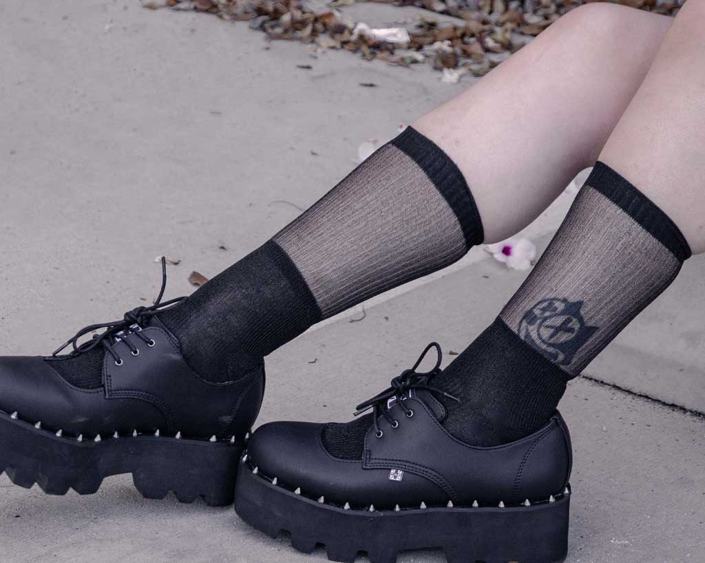 T.U.K. Shoes TSK1130 Black Ribbed Glitter Sock TSK1130