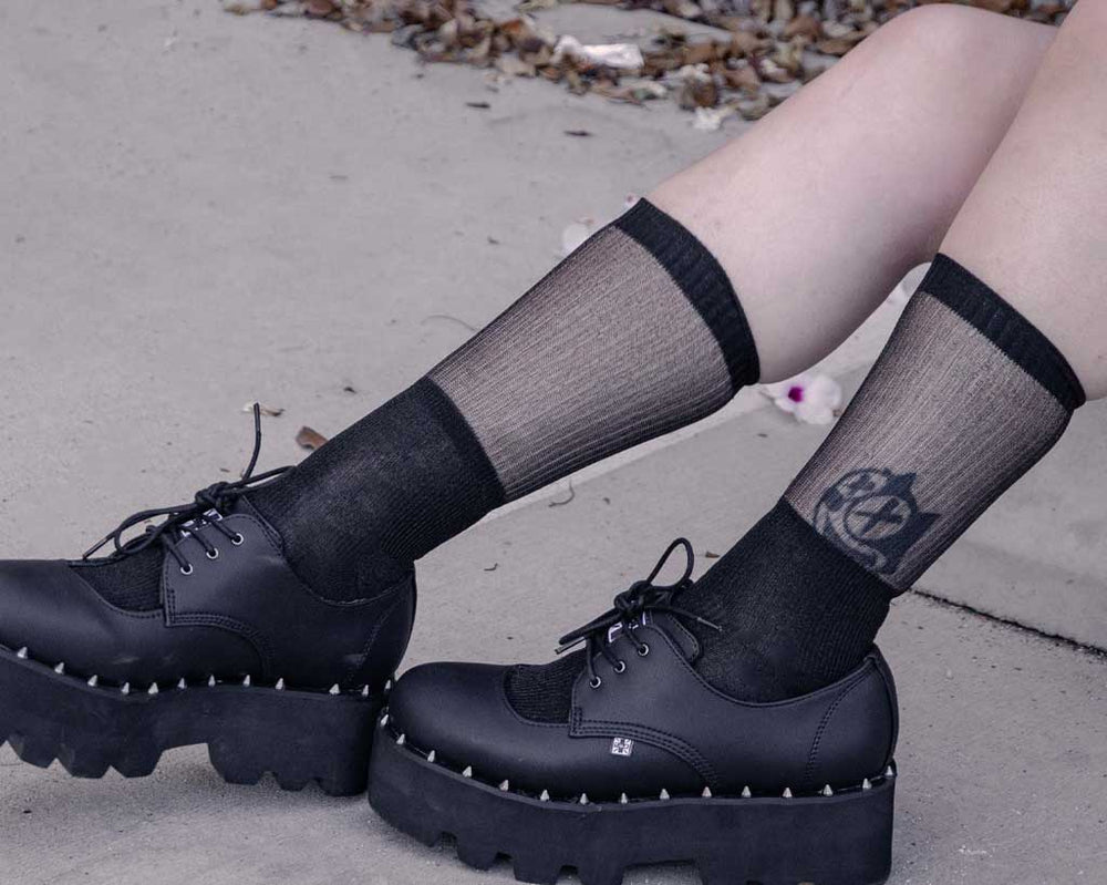T.U.K. Shoes TSK1130 Black Ribbed Glitter Sock TSK1130