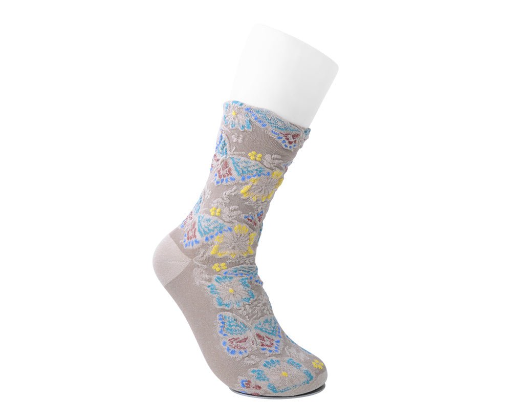 T.U.K. Shoes TSK1153 Beige Floral Sock TSK1153-OS