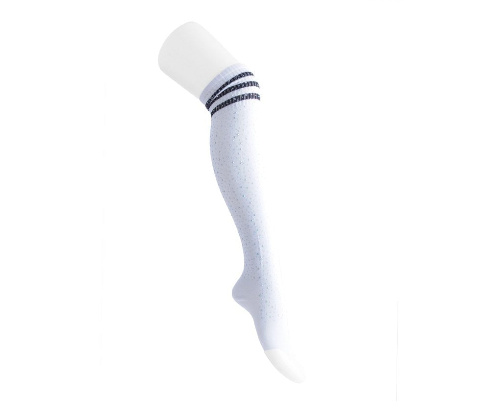 T.U.K. Shoes TSK1124 Black & White Varsity Rhinestone Over-The-Knee Sock TSK1124-OS