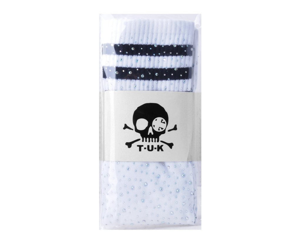 T.U.K. Shoes TSK1124 Black & White Varsity Rhinestone Over-The-Knee Sock TSK1124-OS