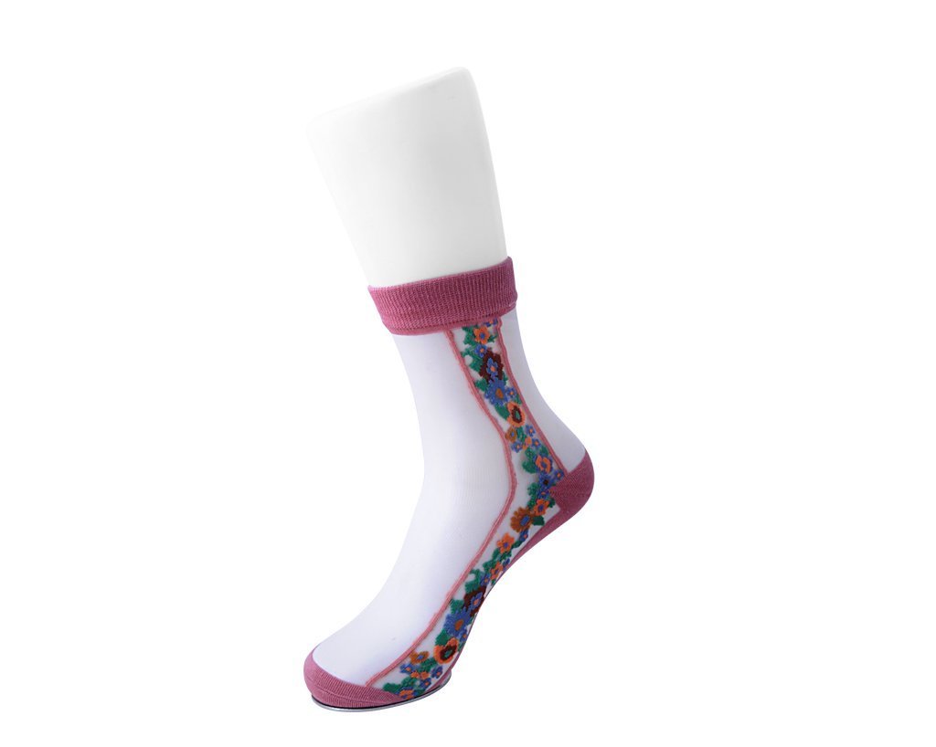 T.U.K. Shoes TSK1079 Blush Stripe Floral Sheer Sock TSK1079-OS