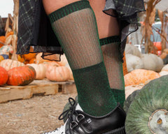 T.U.K. Shoes TSK1131 Green Ribbed Glitter Sock TSK1131-OS