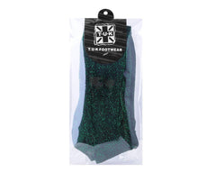T.U.K. Shoes TSK1131 Green Ribbed Glitter Sock TSK1131-OS