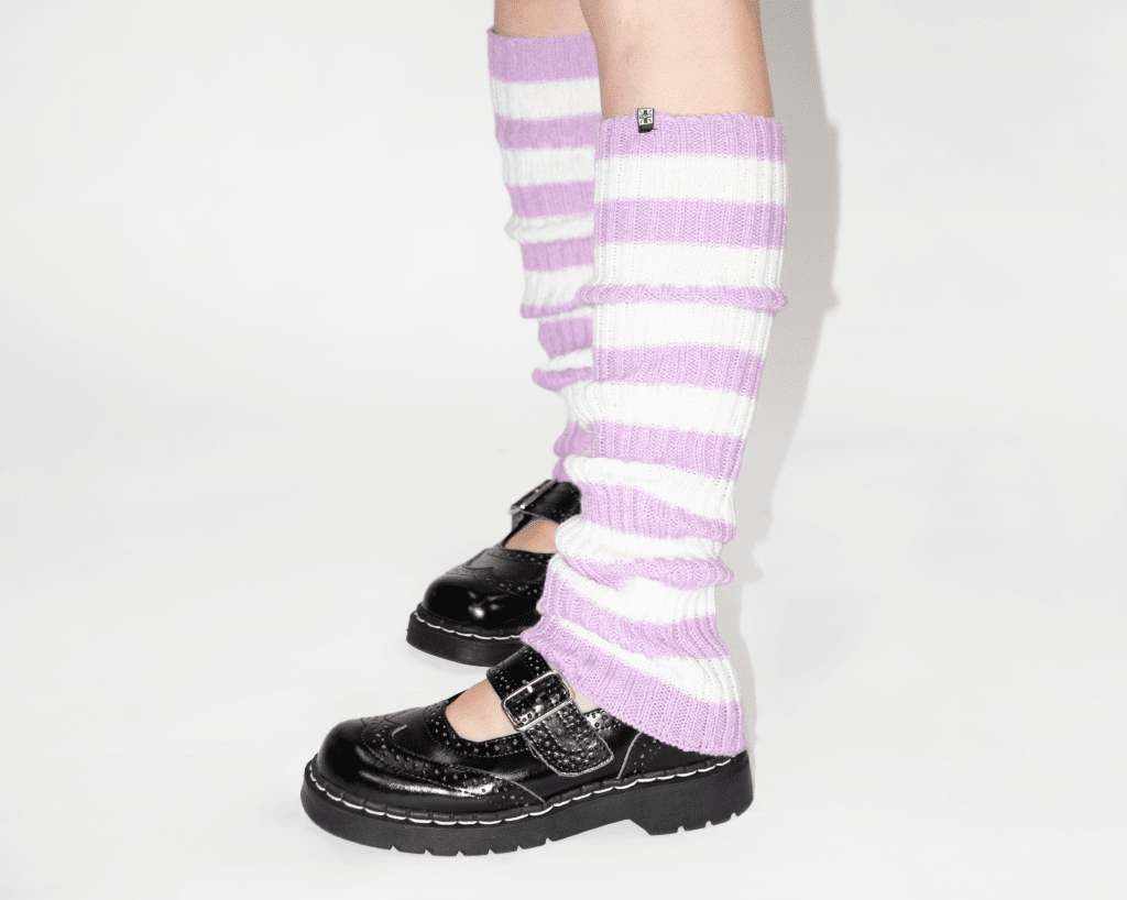 T.U.K. Shoes TSK1162 Purple & White Stripe Knit Leg Warmer TSK1162-OS