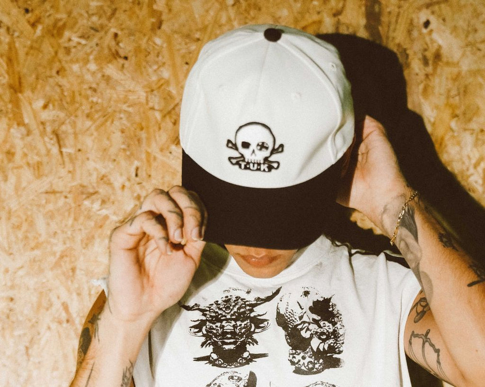 T.U.K. Shoes HT08 Black & Cream Skull Logo Hat HT08-OS