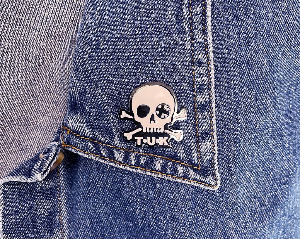 T.U.K. Shoes P0081 Black & White Skull Logo Enamel Pin P0081-OS