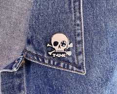 T.U.K. Shoes P0081 Black & White Skull Logo Enamel Pin P0081-OS
