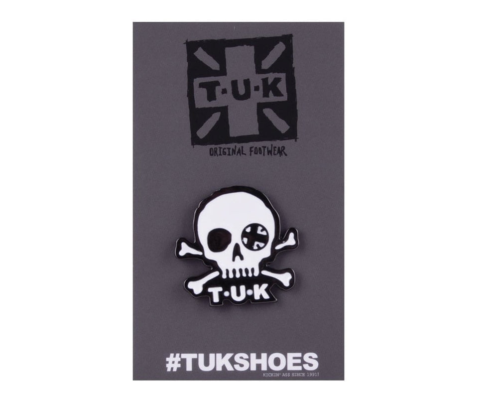 T.U.K. Shoes P0081 Black & White Skull Logo Enamel Pin P0081-OS