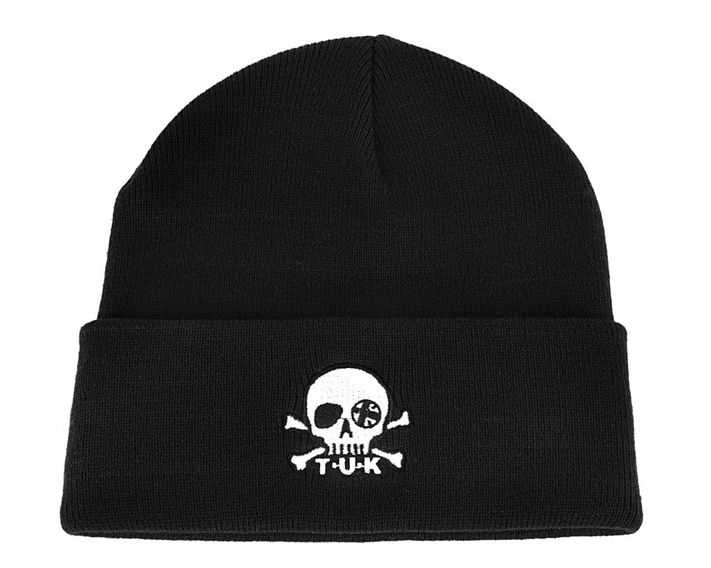 T.U.K. Shoes HT03-OS Black Skull Embroidery Beanie HT03-OS