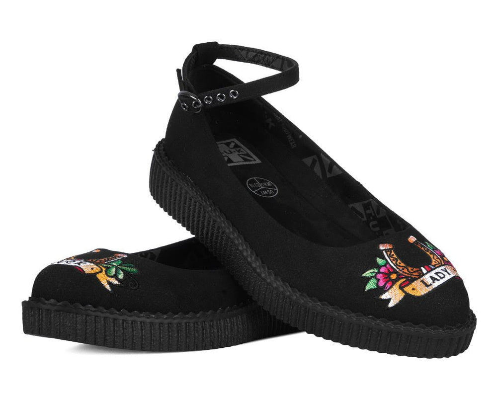 T.U.K. Shoes A3420L Black Lady Luck Pointed Ballet Creeper
