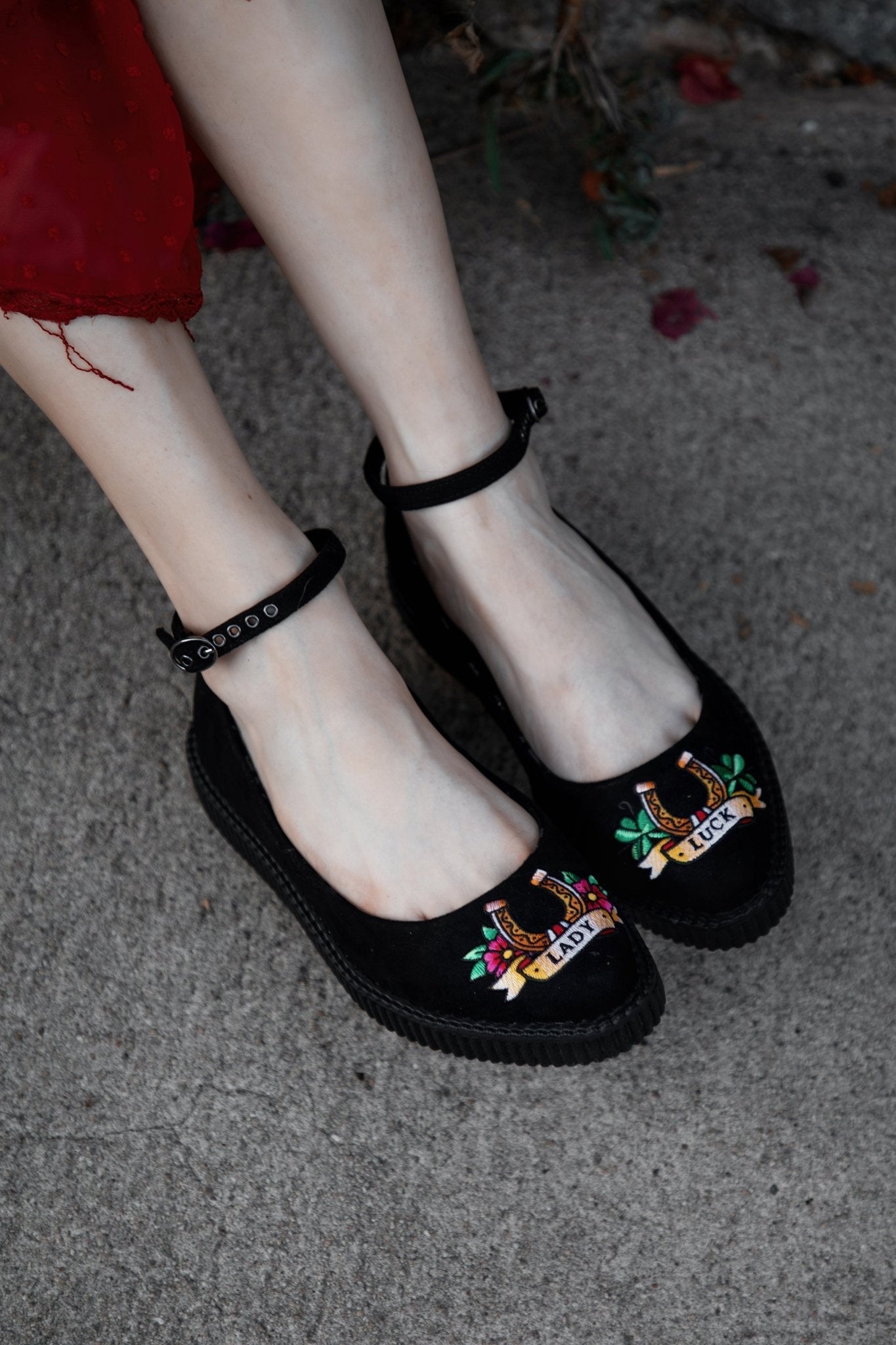 T.U.K. Shoes A3420L Black Lady Luck Pointed Ballet Creeper