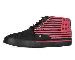 T.U.K. Shoes A3403 Black & Red Anarchy Striped 5 Eye Sneaker