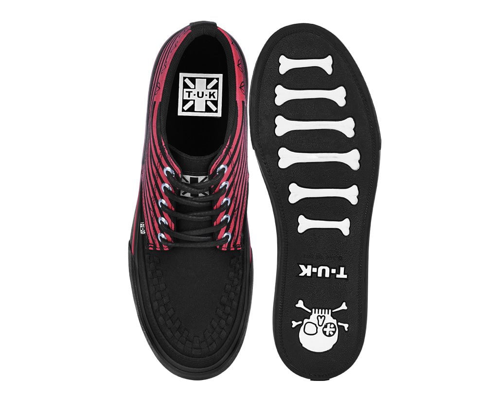 T.U.K. Shoes A3403 Black & Red Anarchy Striped 5 Eye Sneaker
