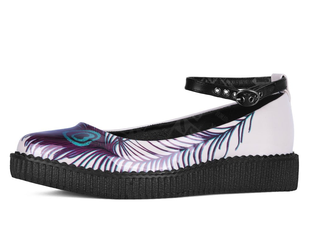 T.U.K. Shoes A3396L Cream Peacock Feather Ballet Creeper