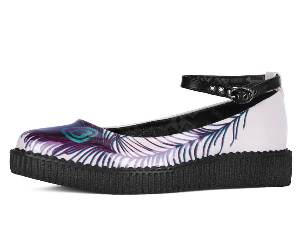 T.U.K. Shoes A3396L Cream Peacock Feather Ballet Creeper