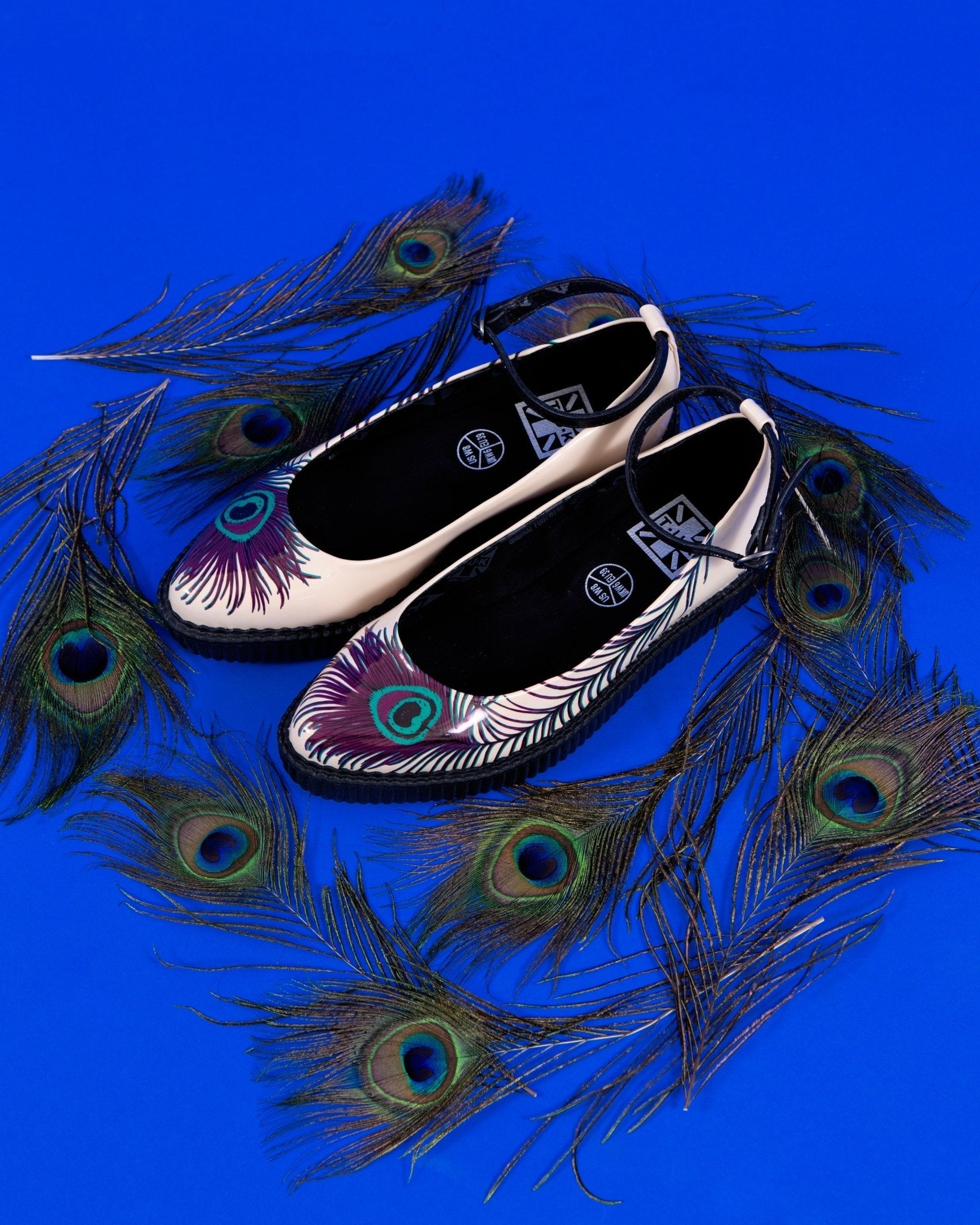 T.U.K. Shoes A3396L Cream Peacock Feather Ballet Creeper