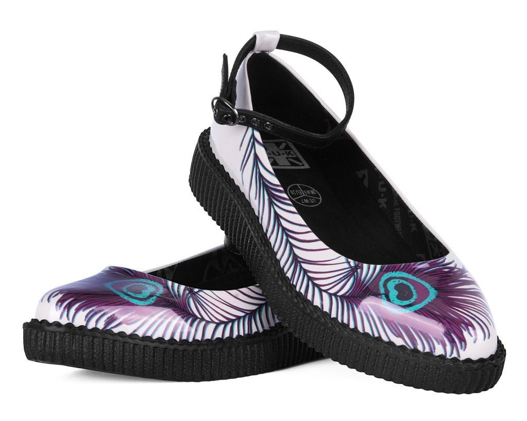 T.U.K. Shoes A3396L Cream Peacock Feather Ballet Creeper