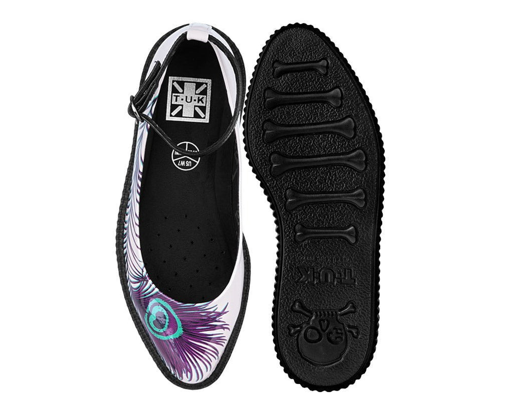 T.U.K. Shoes A3396L Cream Peacock Feather Ballet Creeper