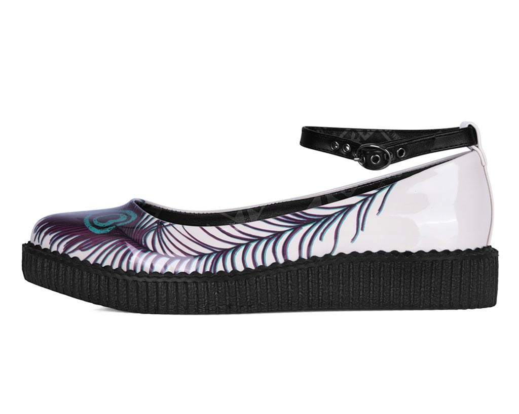 T.U.K. Shoes A3396L Cream Peacock Feather Ballet Creeper