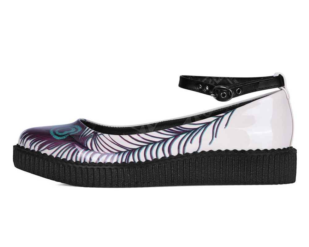 T.U.K. Shoes A3396L Cream Peacock Feather Ballet Creeper