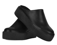 T.U.K. Shoes V3371L Black Leather Viva Mondo Creeper Clog