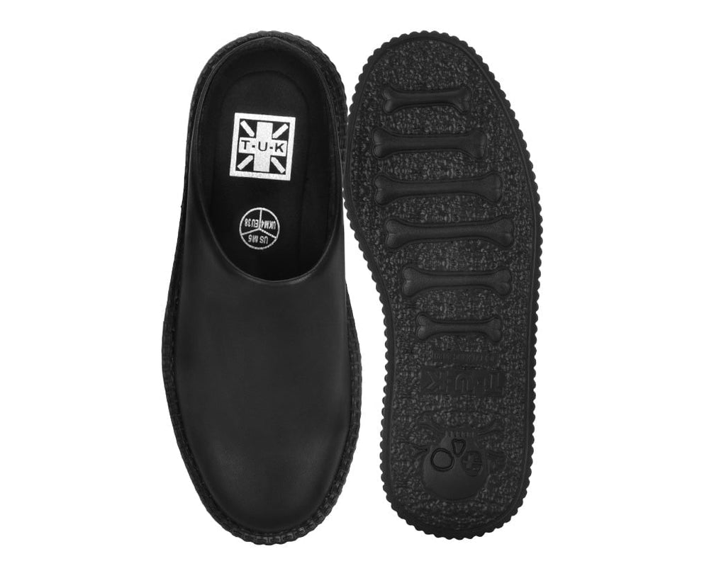 T.U.K. Shoes V3371L Black Leather Viva Mondo Creeper Clog
