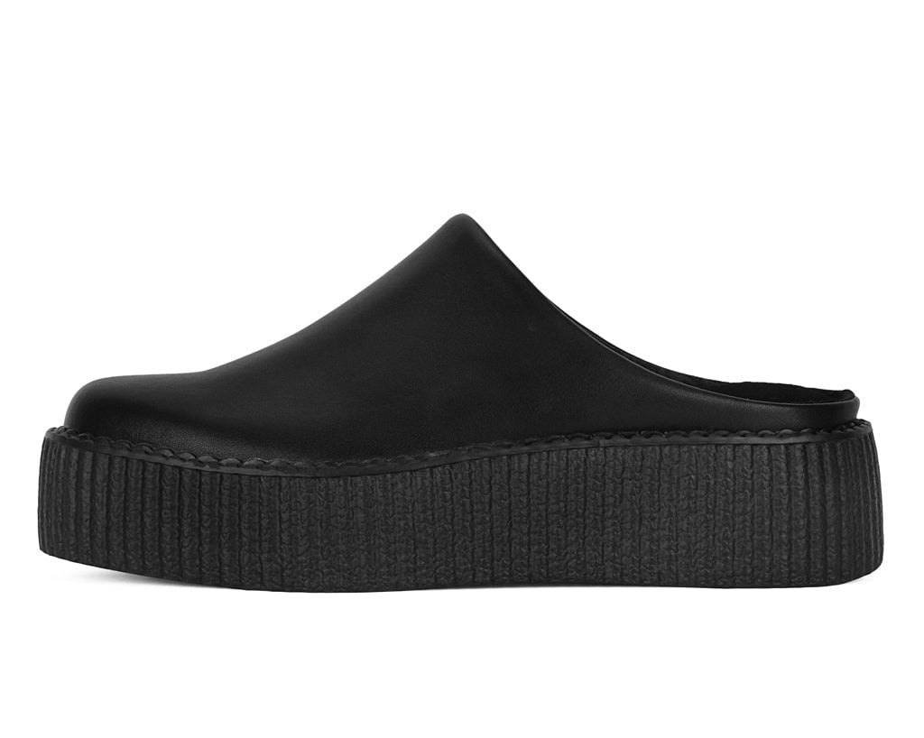 T.U.K. Shoes V3371L Black Leather Viva Mondo Creeper Clog
