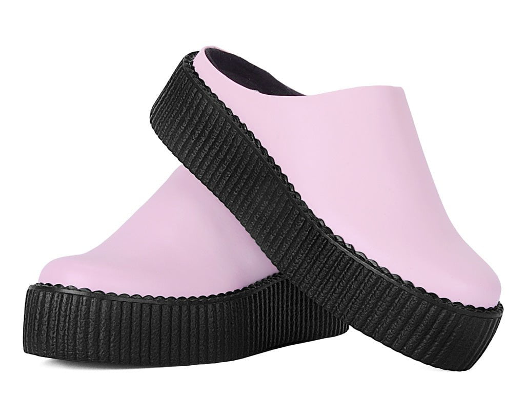 T.U.K. Shoes V3372L Pink Leather Viva Mondo Creeper Clog