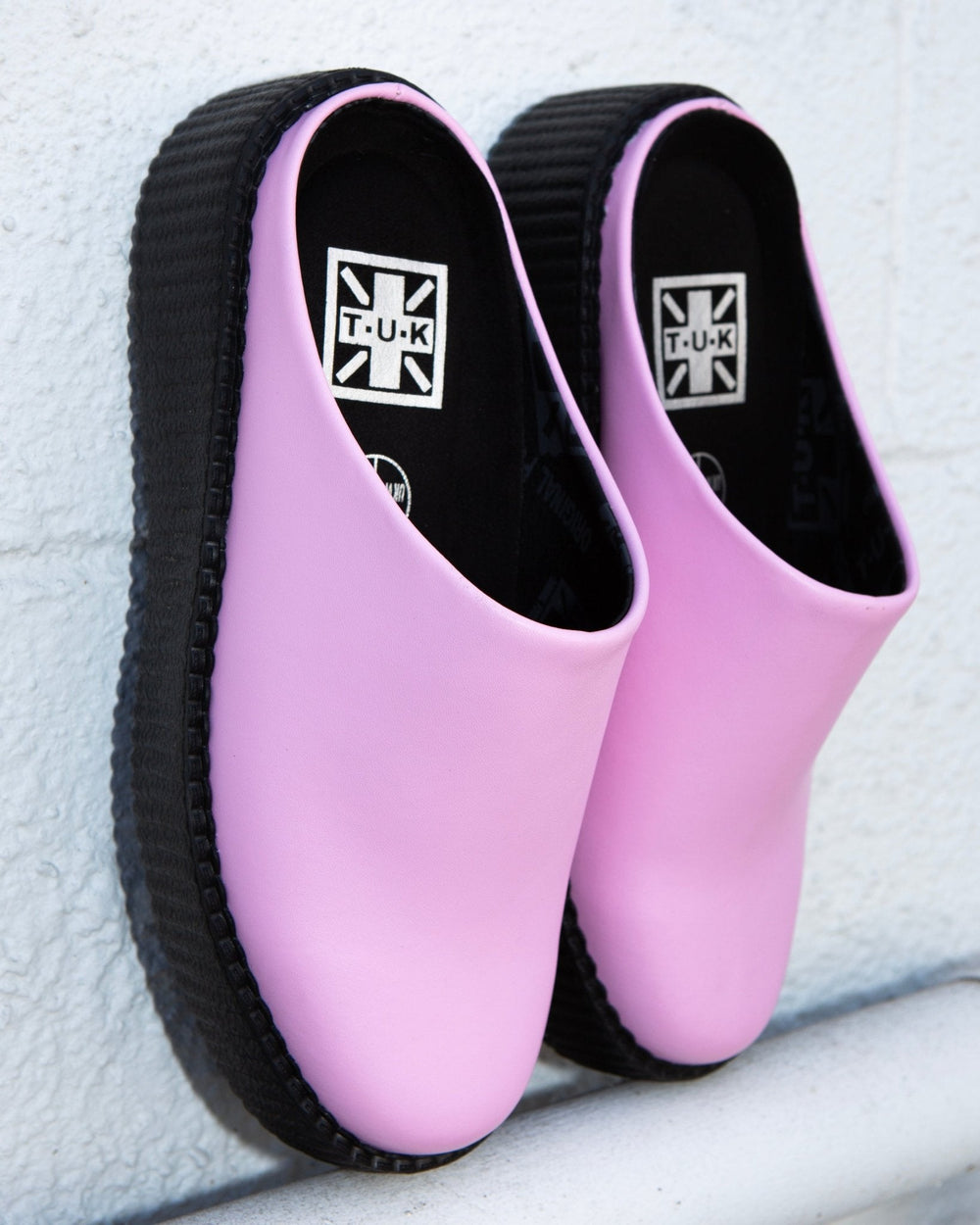 T.U.K. Shoes V3372L Pink Leather Viva Mondo Creeper Clog