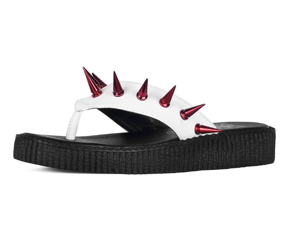 T.U.K. Shoes F3386L White & Red Spike Viva Low Flip Flop