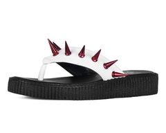 T.U.K. Shoes F3386L White & Red Spike Viva Low Flip Flop