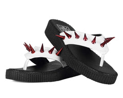 T.U.K. Shoes F3386L White & Red Spike Viva Low Flip Flop