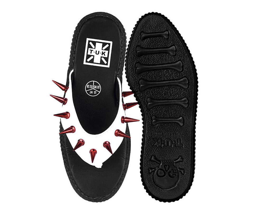 T.U.K. Shoes F3386L White & Red Spike Viva Low Flip Flop