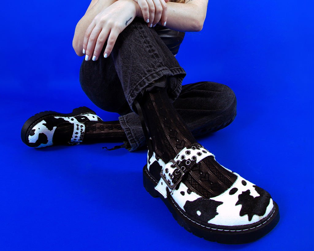 T.U.K. Shoes T2351 Cow Print Mary Jane
